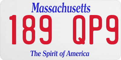 MA license plate 189QP9