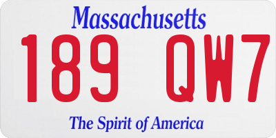 MA license plate 189QW7