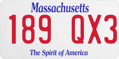 MA license plate 189QX3