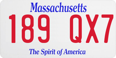 MA license plate 189QX7