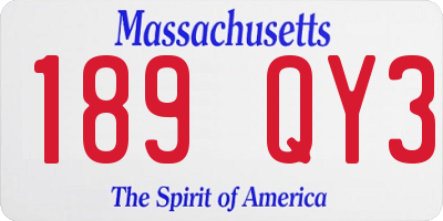 MA license plate 189QY3