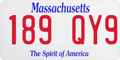 MA license plate 189QY9