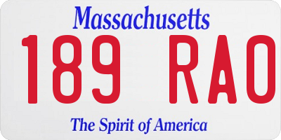 MA license plate 189RA0