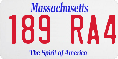 MA license plate 189RA4
