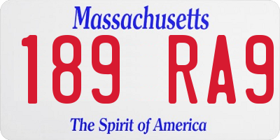 MA license plate 189RA9