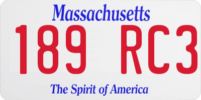 MA license plate 189RC3
