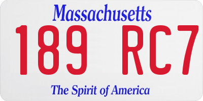 MA license plate 189RC7