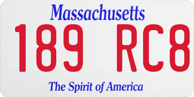 MA license plate 189RC8