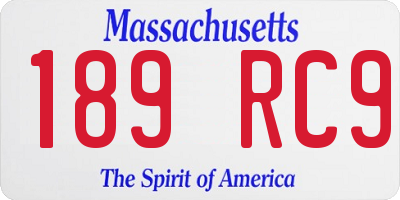 MA license plate 189RC9