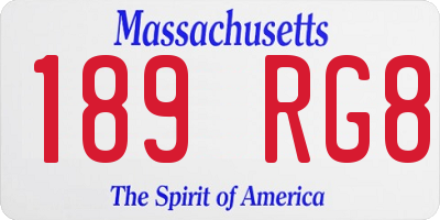 MA license plate 189RG8
