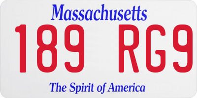 MA license plate 189RG9