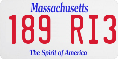 MA license plate 189RI3