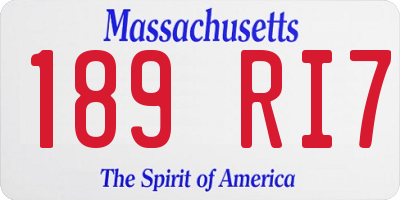 MA license plate 189RI7