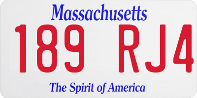 MA license plate 189RJ4