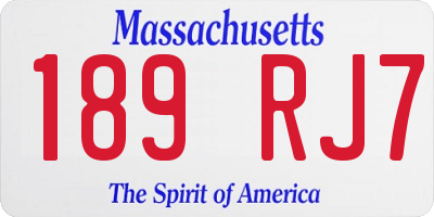MA license plate 189RJ7