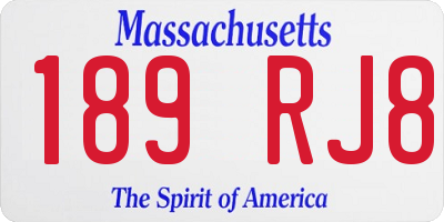 MA license plate 189RJ8