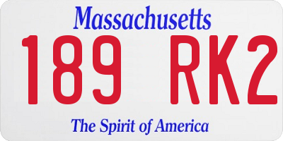 MA license plate 189RK2