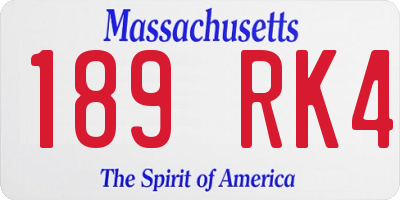 MA license plate 189RK4