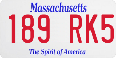 MA license plate 189RK5