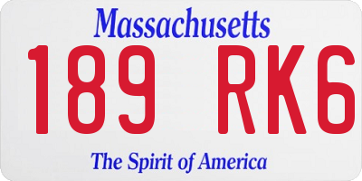 MA license plate 189RK6