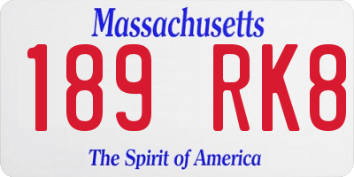 MA license plate 189RK8