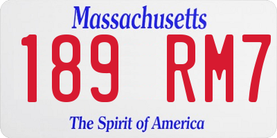 MA license plate 189RM7