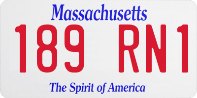 MA license plate 189RN1