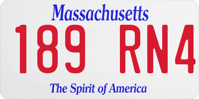 MA license plate 189RN4