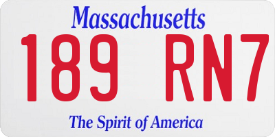 MA license plate 189RN7