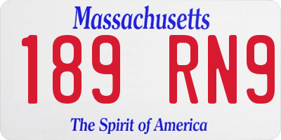 MA license plate 189RN9