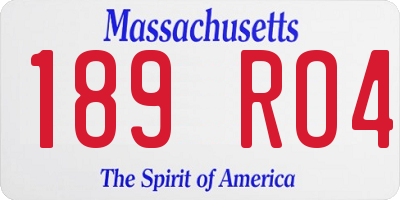 MA license plate 189RO4