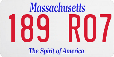 MA license plate 189RO7