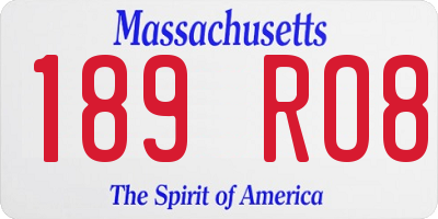 MA license plate 189RO8