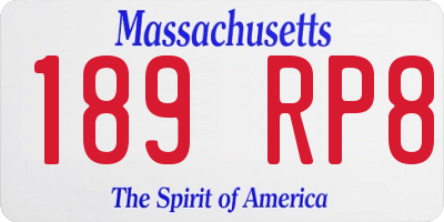 MA license plate 189RP8