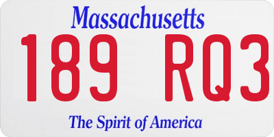 MA license plate 189RQ3
