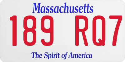 MA license plate 189RQ7