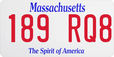 MA license plate 189RQ8