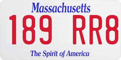 MA license plate 189RR8