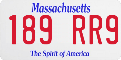 MA license plate 189RR9