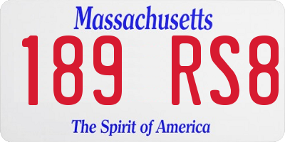 MA license plate 189RS8