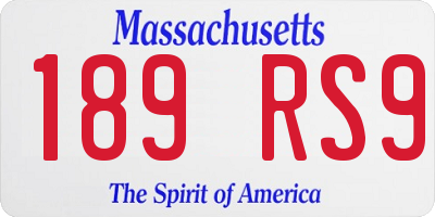 MA license plate 189RS9