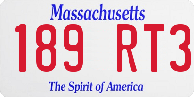 MA license plate 189RT3