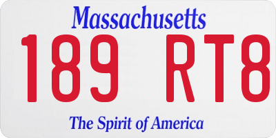 MA license plate 189RT8