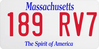 MA license plate 189RV7
