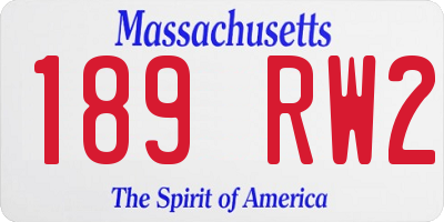 MA license plate 189RW2