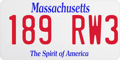 MA license plate 189RW3