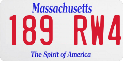 MA license plate 189RW4