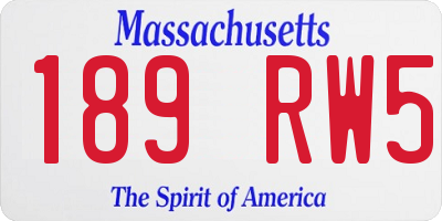 MA license plate 189RW5