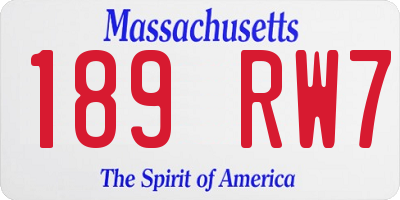 MA license plate 189RW7