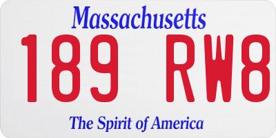 MA license plate 189RW8